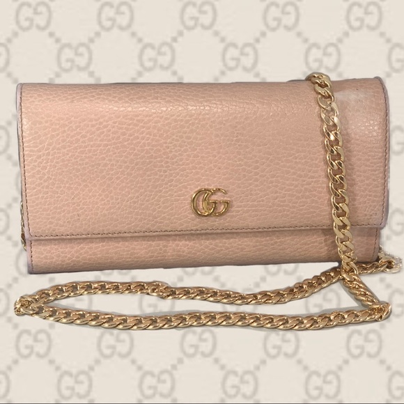 GUCCI Continental Wallet w/ Gold Chain - Picture 2 of 8